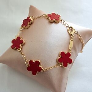 Gold Plated Five Clover Double-sided  Bracelet